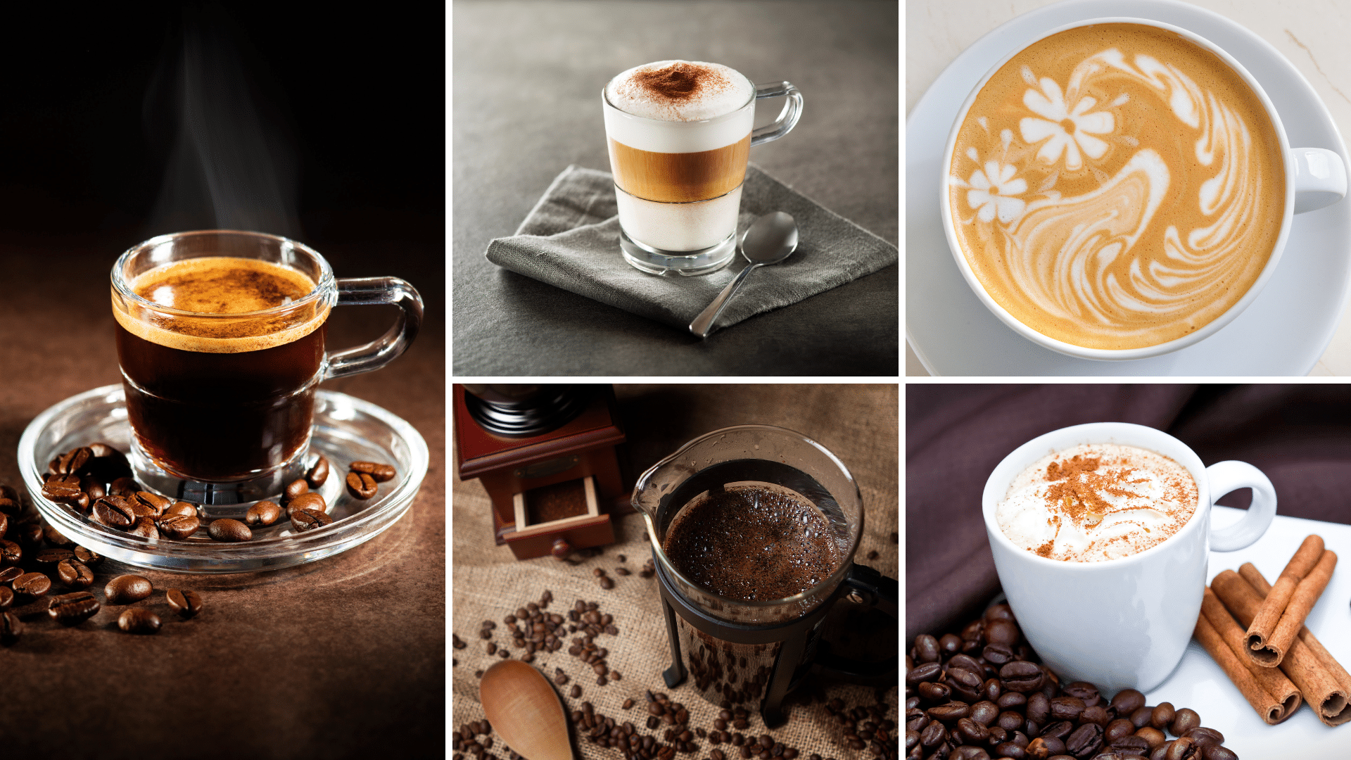 Photo de différents types de café